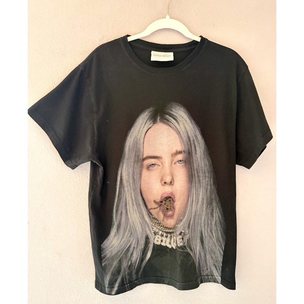 Billie Eilish Official Spider Mouth Graphic T-Shirt Black Size Medium